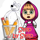 how to draw masha step by step icon
