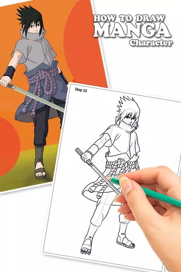 How to draw SASUKE (Naruto Shippuden) step by step, EASY - BiliBili