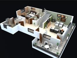 3D House Floor Affiche