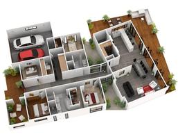 3D 집 바닥 계획 포스터