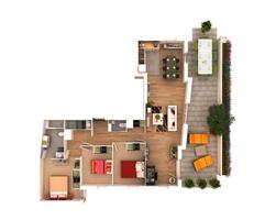 3D House Floor Plans Affiche