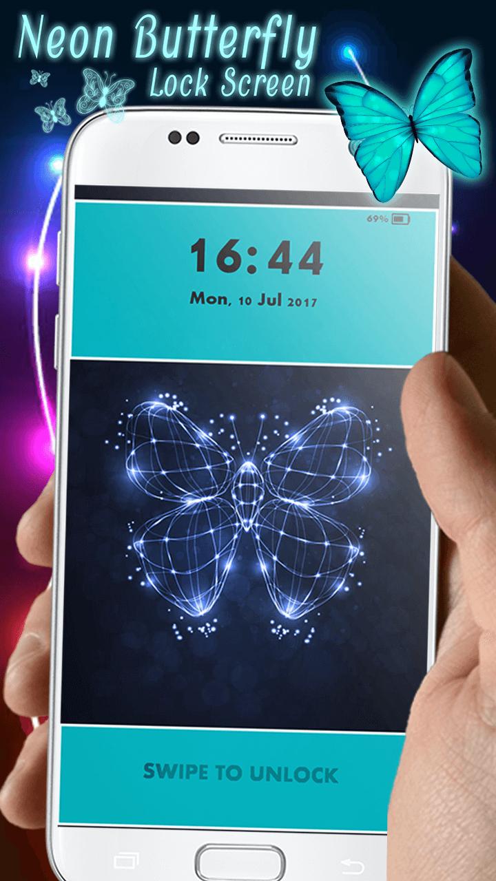 Android 用の ネオン蝶 ロック画面 Apk をダウンロード