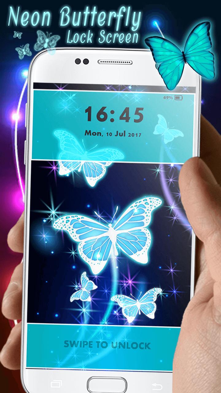 Android 用の ネオン蝶 ロック画面 Apk をダウンロード