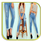 Frauen lange Jeans Hosen Zeichen
