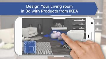 3D Sala de estar para IKEA Poster