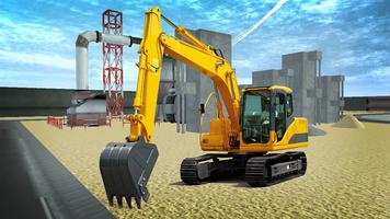 City Excavator Construction Poster