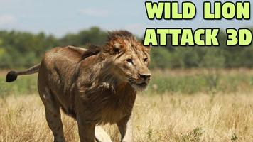 Wild Lion Attack 3D Poster