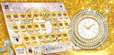 Gold Glitter Clock Keyboard Th