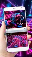Neon Pink Blue Leopard Poster