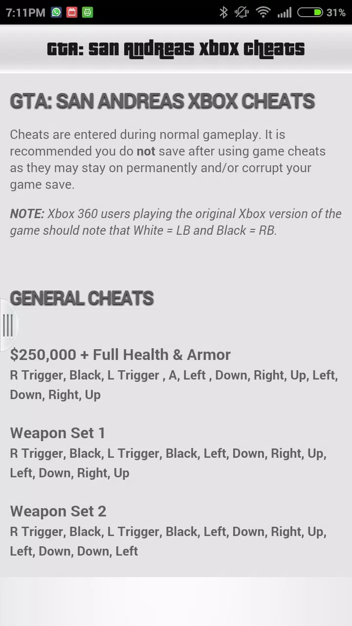 Cheats do GTA San Andreas (Xbox 360)