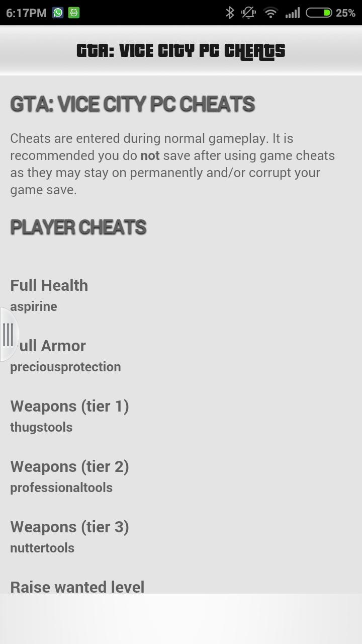 Gta vice city app cheats