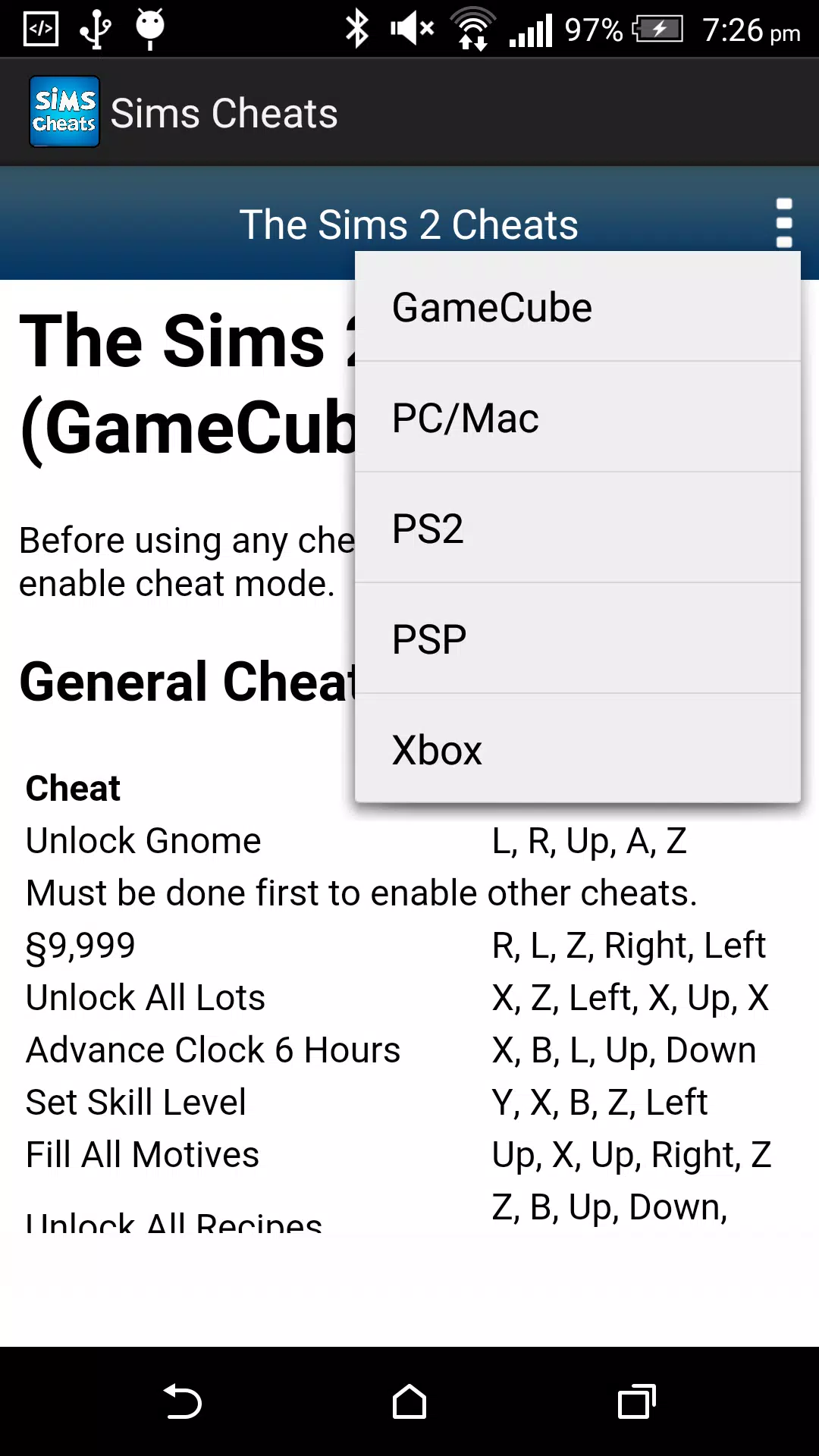 The Sims 2 cheat sheet