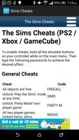 Cheats For SIMS screenshot 2