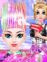 Funky Girl Hairstyle Salon Affiche