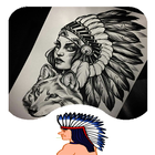 Native American Wolf Tattoo biểu tượng