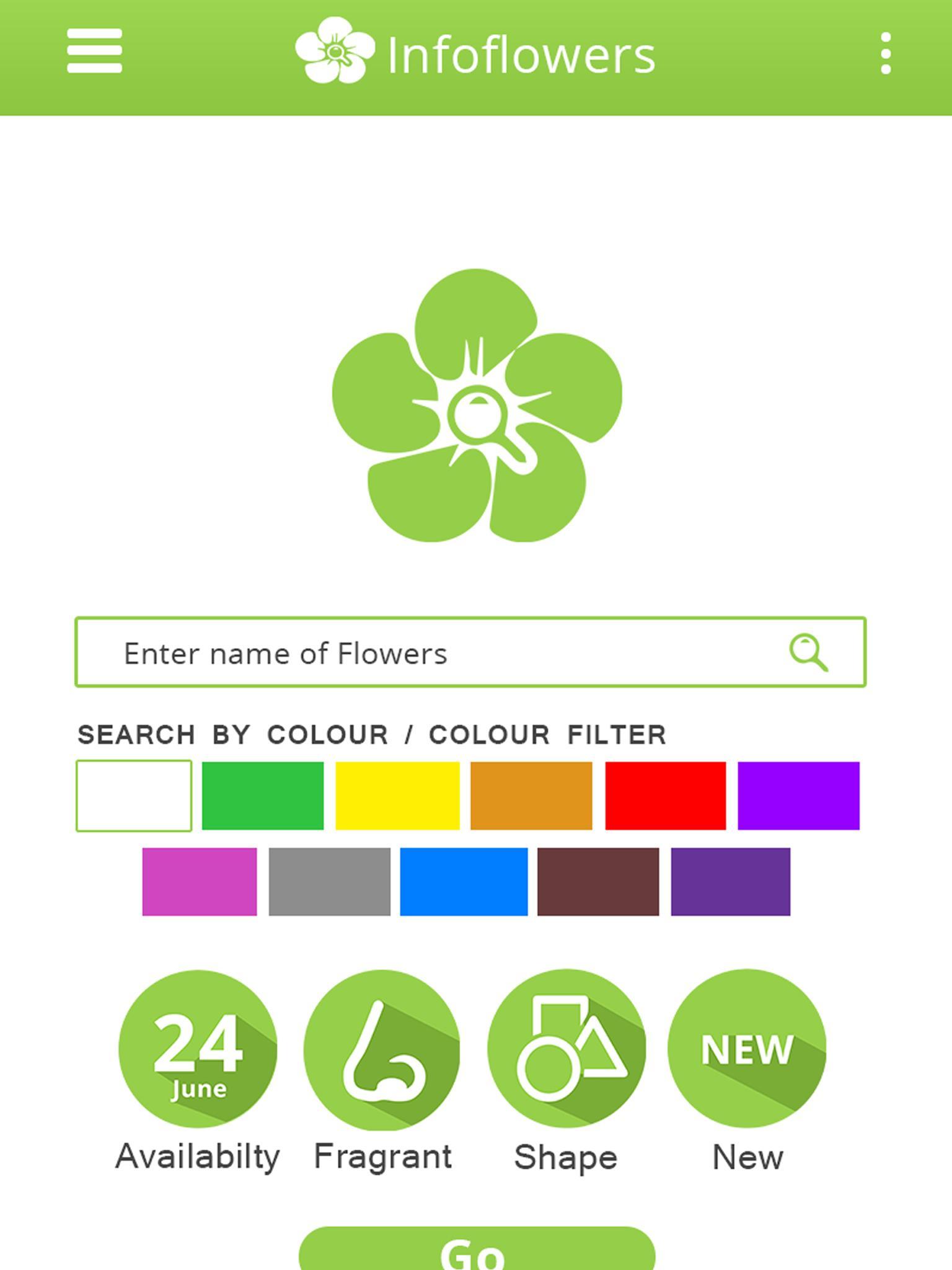 Приложение Plant Searcher. Search Colour. Simple pleasures flowerbulbs & perennials логотип.