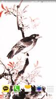 inkwash flower&bird wallpaper Affiche