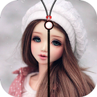 cute barbie doll zipper lock أيقونة