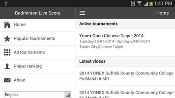 Badminton Live Score capture d'écran 1