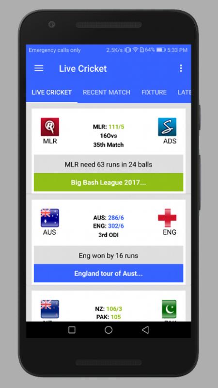 Live Cricket para Android - APK Baixar