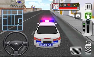 سائق مجنون سيارة شرطة 3D الملصق