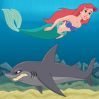 ataque de tubarão ariel sereia ícone