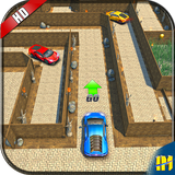 Modernes Autoparken im Labyrinth 3D Zeichen