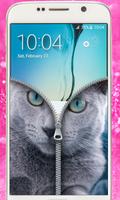 pantalla de bloqueo de gato azul: blue cat Zipper captura de pantalla 2