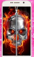 Fire Skull Zipper Lockscreen: Skull Lockscreen Affiche