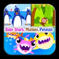 Lagu Baby Shark, Monkey, Penguin Affiche