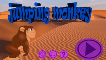 jump monkey running desert poster