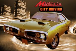 Old Muscle Car City Driving Affiche