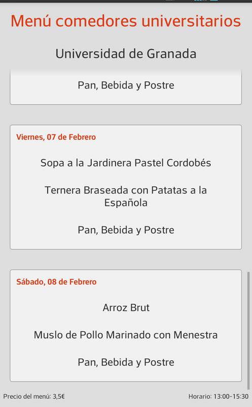 Menú Comedores UGR for Android - APK Download Menú Comedores UGR for Android - APK Download