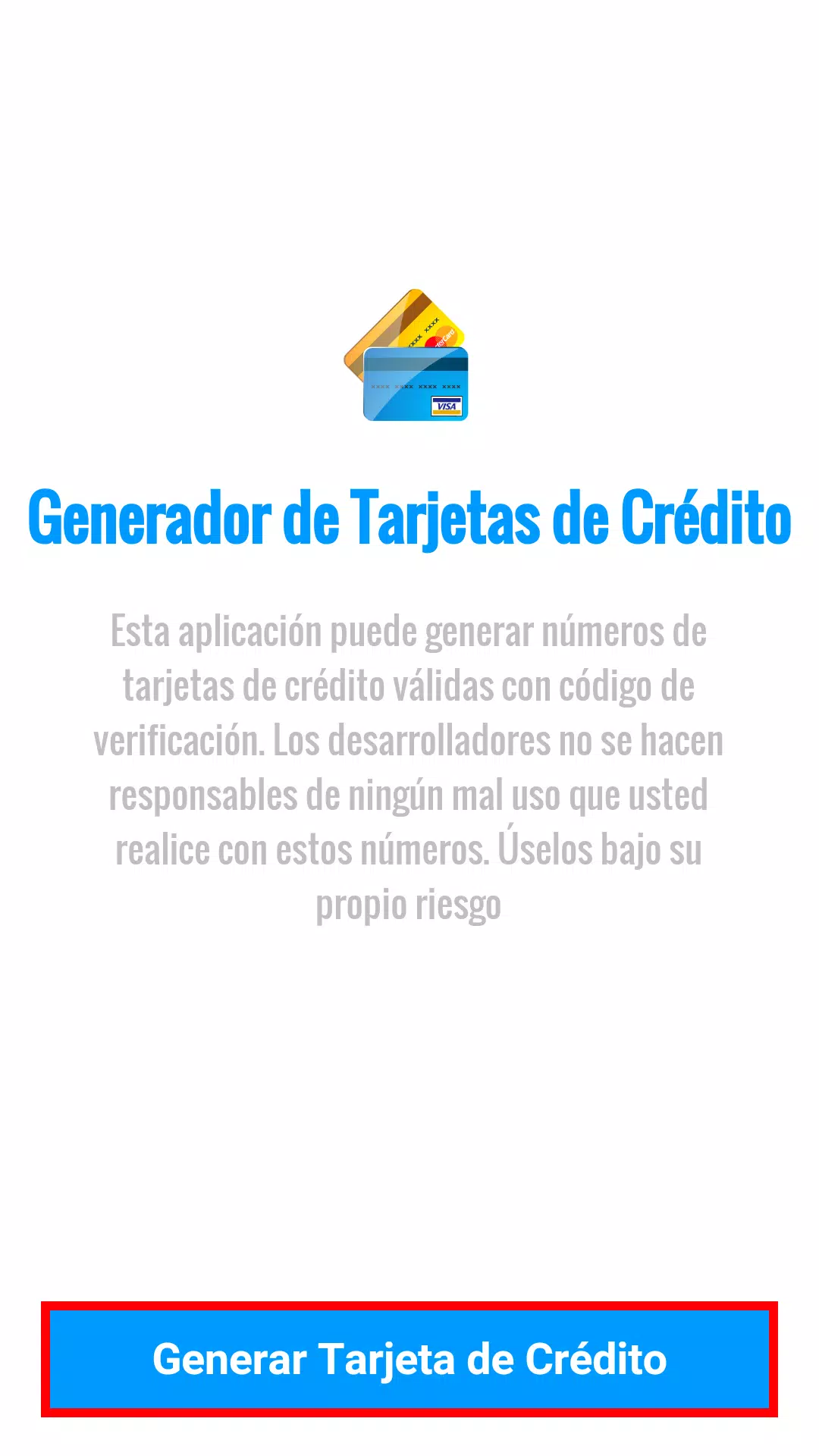 Download do APK de Generador Tarjetas de Crédito para Android