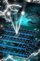 Blue Brick Wall Keyboard Plakat