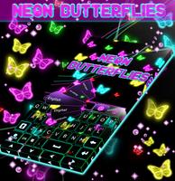 Neon Butterflies Keyboard poster