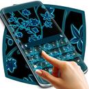 APK Dark Blue Flowers Keyboard
