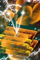 Orange Neon Butterfly Keyboard poster