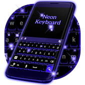 Dark Blue Neon Keyboard Zeichen