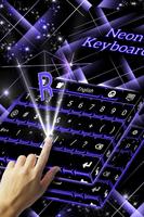Dark Blue Neon Keyboard poster