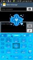 GO Keyboard Blue Hearts Theme capture d'écran 3