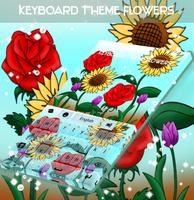 لوحة المفاتيح موضوع الزهور الملصق
