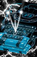 Neon Blue Cars Keyboard Theme capture d'écran 3