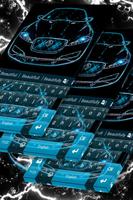 Neon Blue Cars Keyboard Theme Plakat