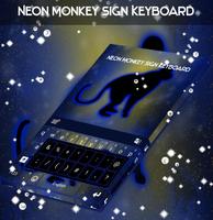 Neon, macaco, sinal, teclado Cartaz