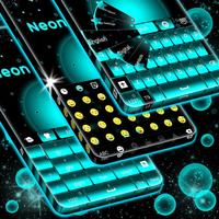 Neon Blue Keyboard poster