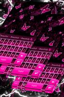 پوستر Neon Butterflies Keyboard
