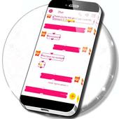 Pink Hearts SMS Theme icono
