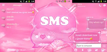 粉紅雲主題GO短信