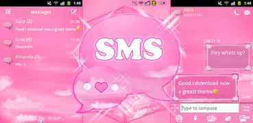 Rosa Wolken Theme GO SMS Pro